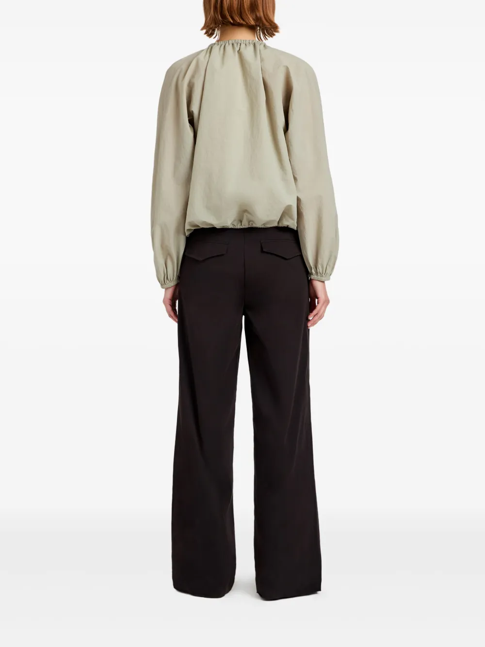Proenza Schouler White Label Blouse met gesmockte hals Groen