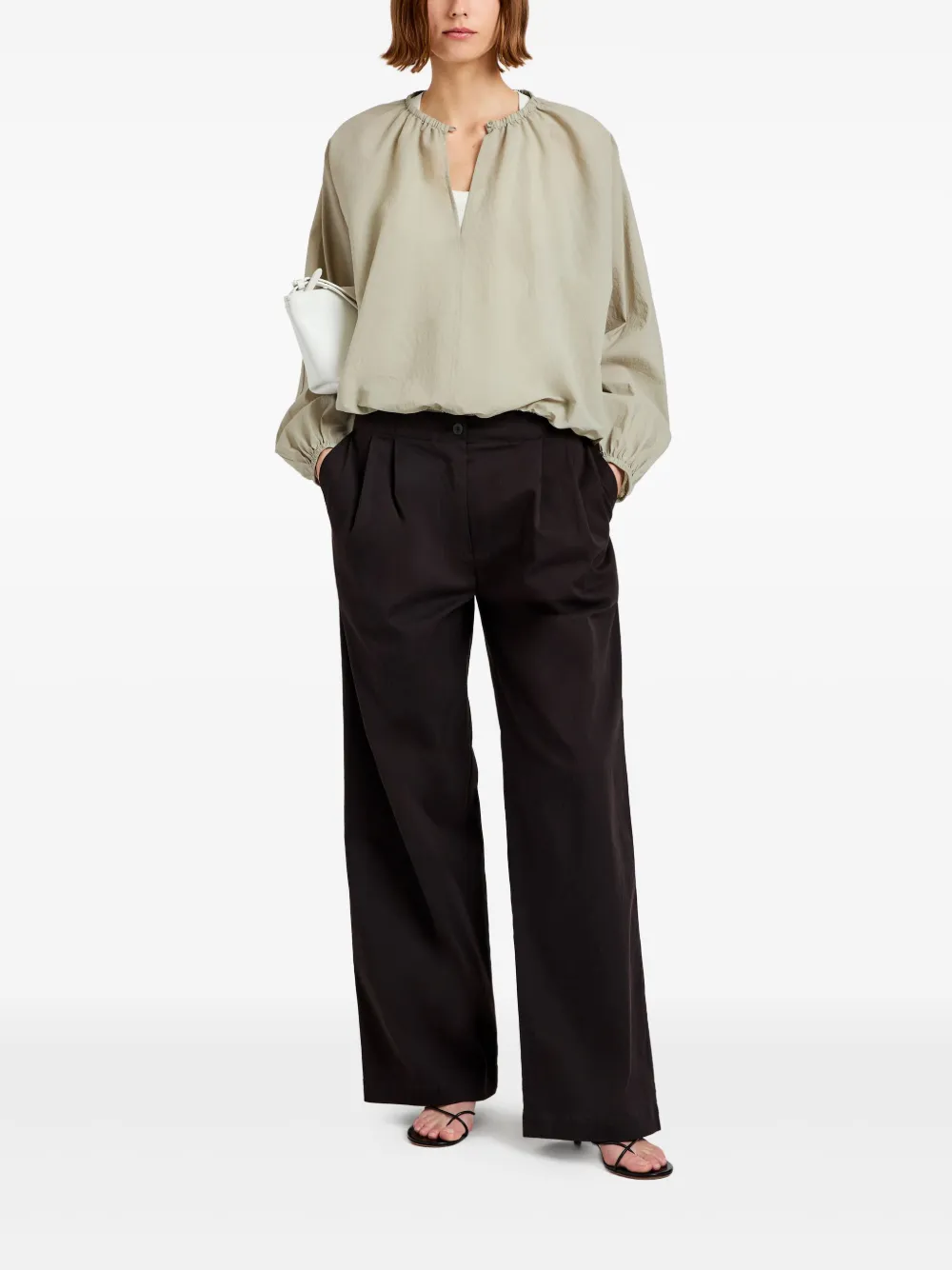 Proenza Schouler White Label Blouse met gesmockte hals - Groen