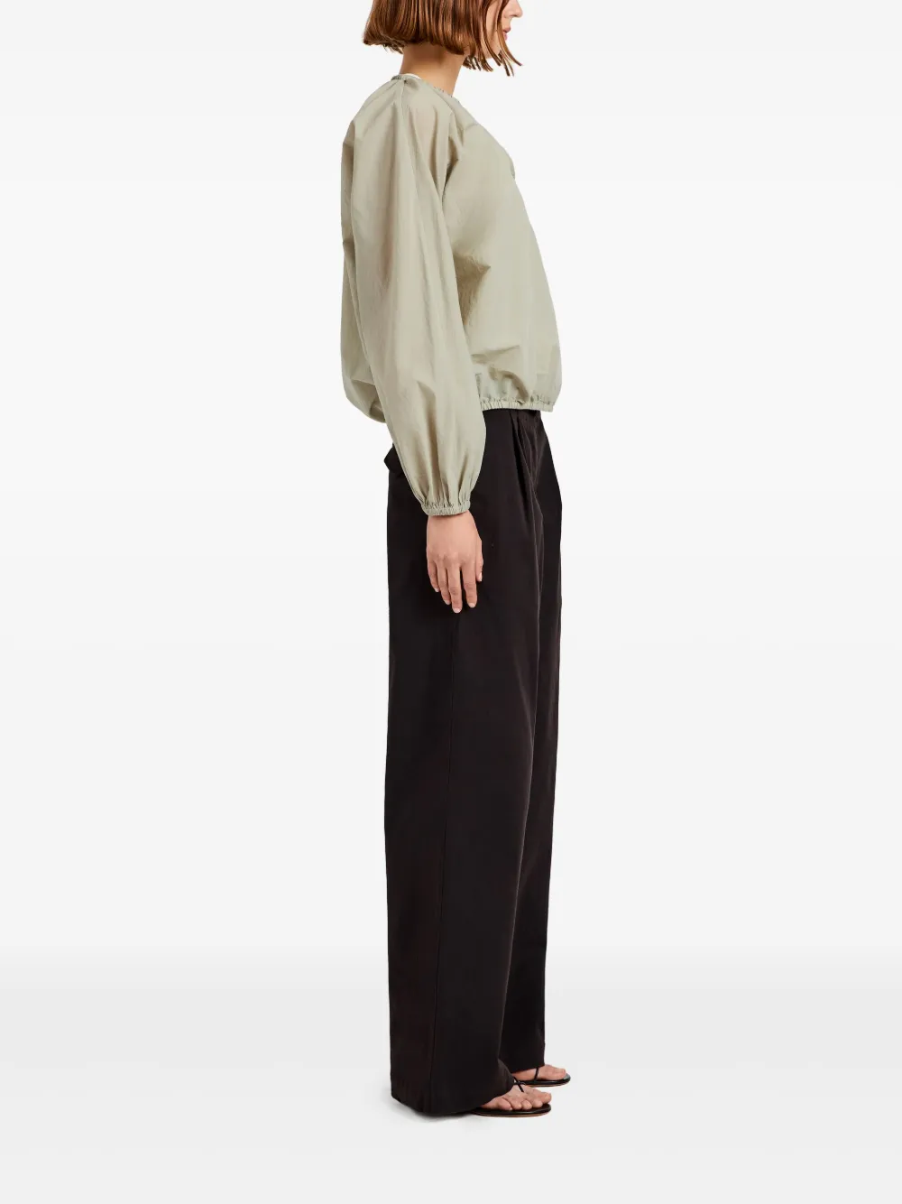 Proenza Schouler White Label Blouse met gesmockte hals Groen