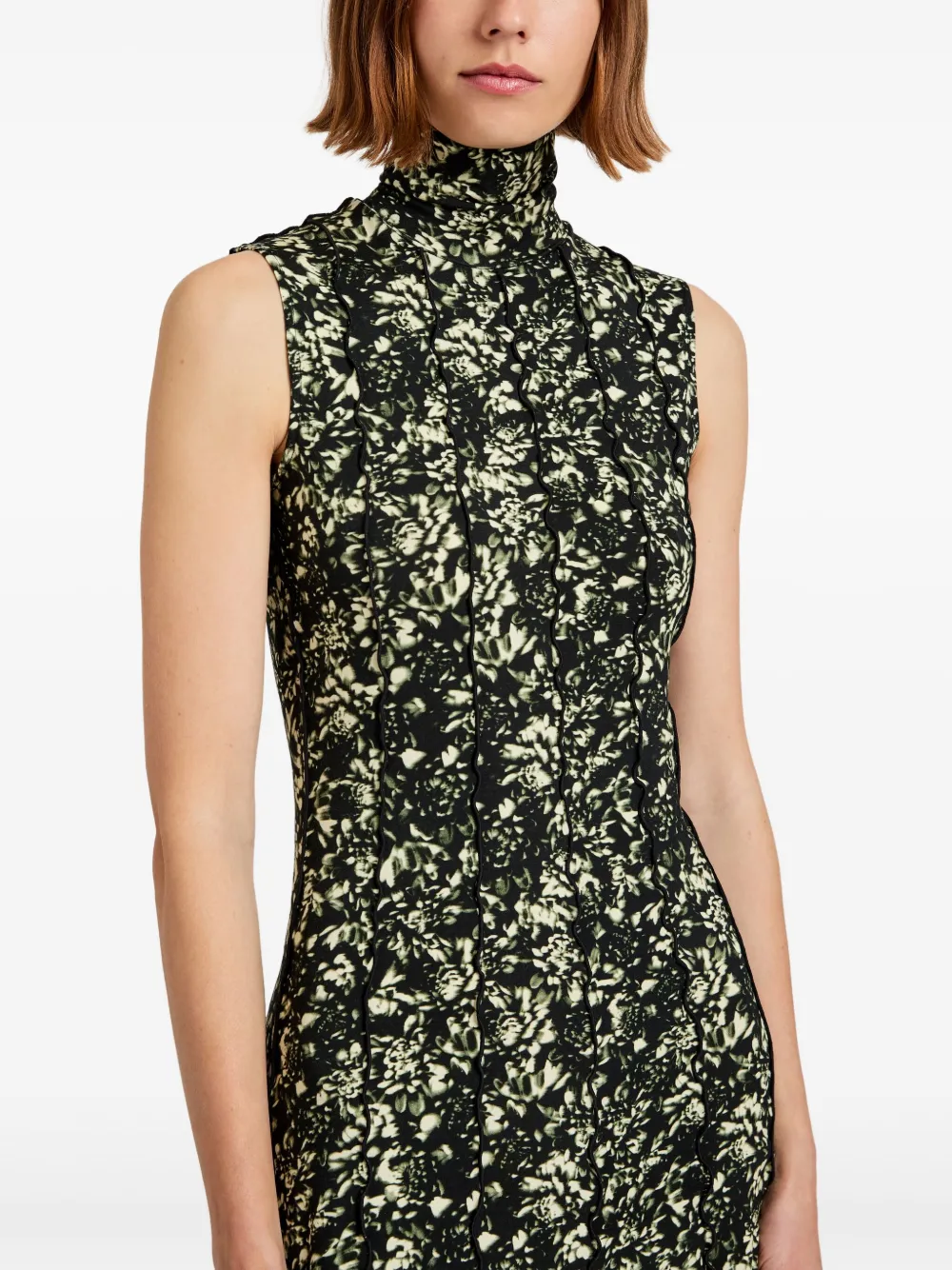Proenza Schouler White Label Maxi-jurk met hoge hals en bloemenprint Zwart