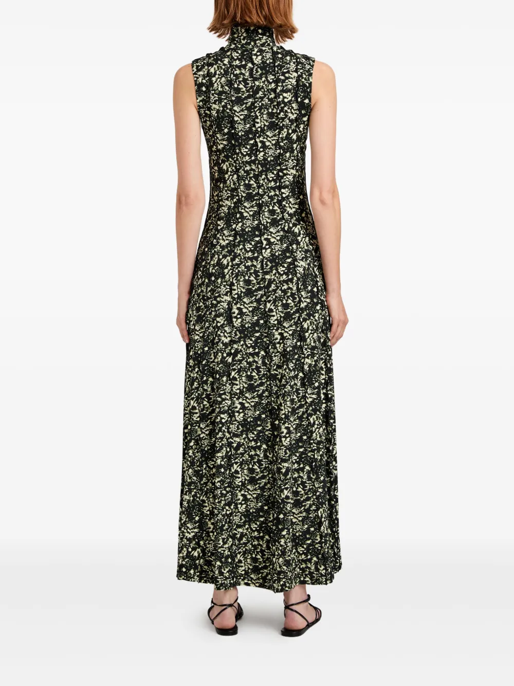 Proenza Schouler White Label Maxi-jurk met hoge hals en bloemenprint Zwart
