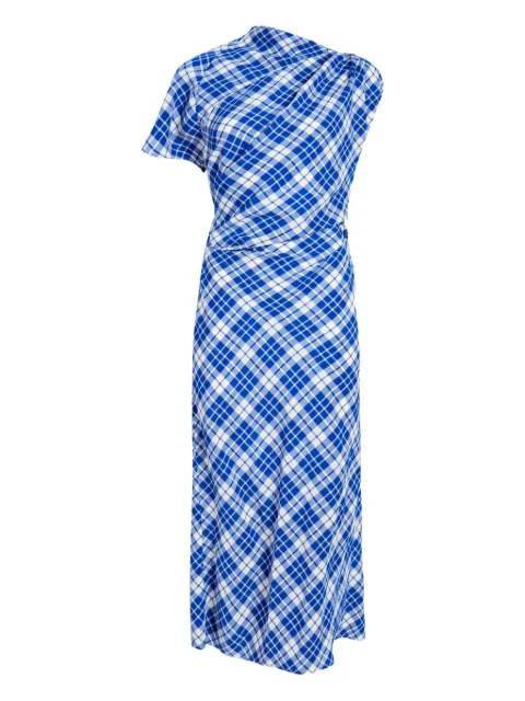 Proenza Schouler Hallie asymmetric-neckline plaid dress