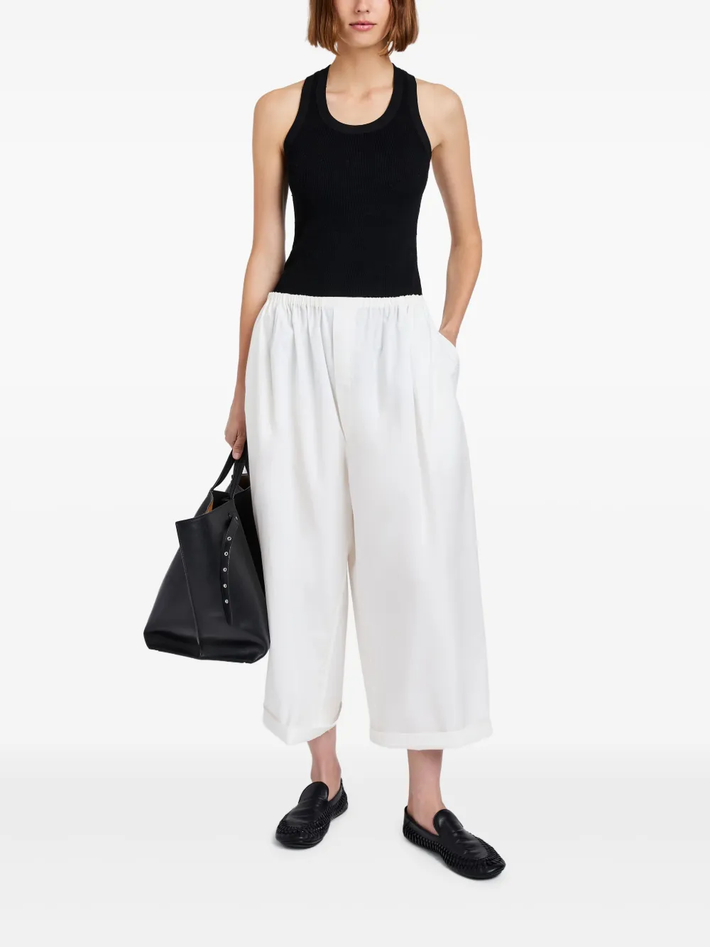 Proenza Schouler White Label Plooibroek met wijde pijpen Wit