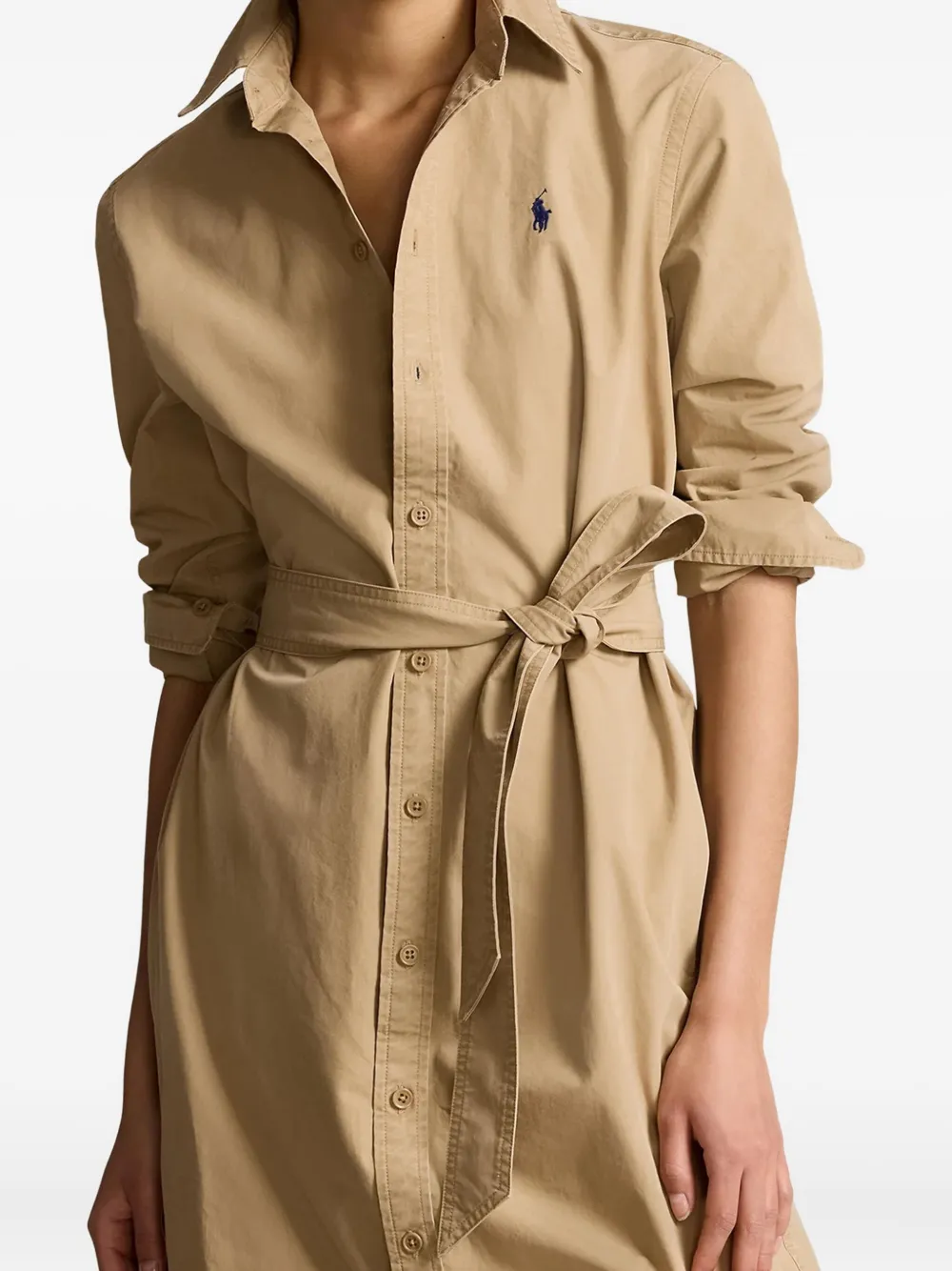 Polo Ralph Lauren Button-up blousejurk met ceintuur Beige