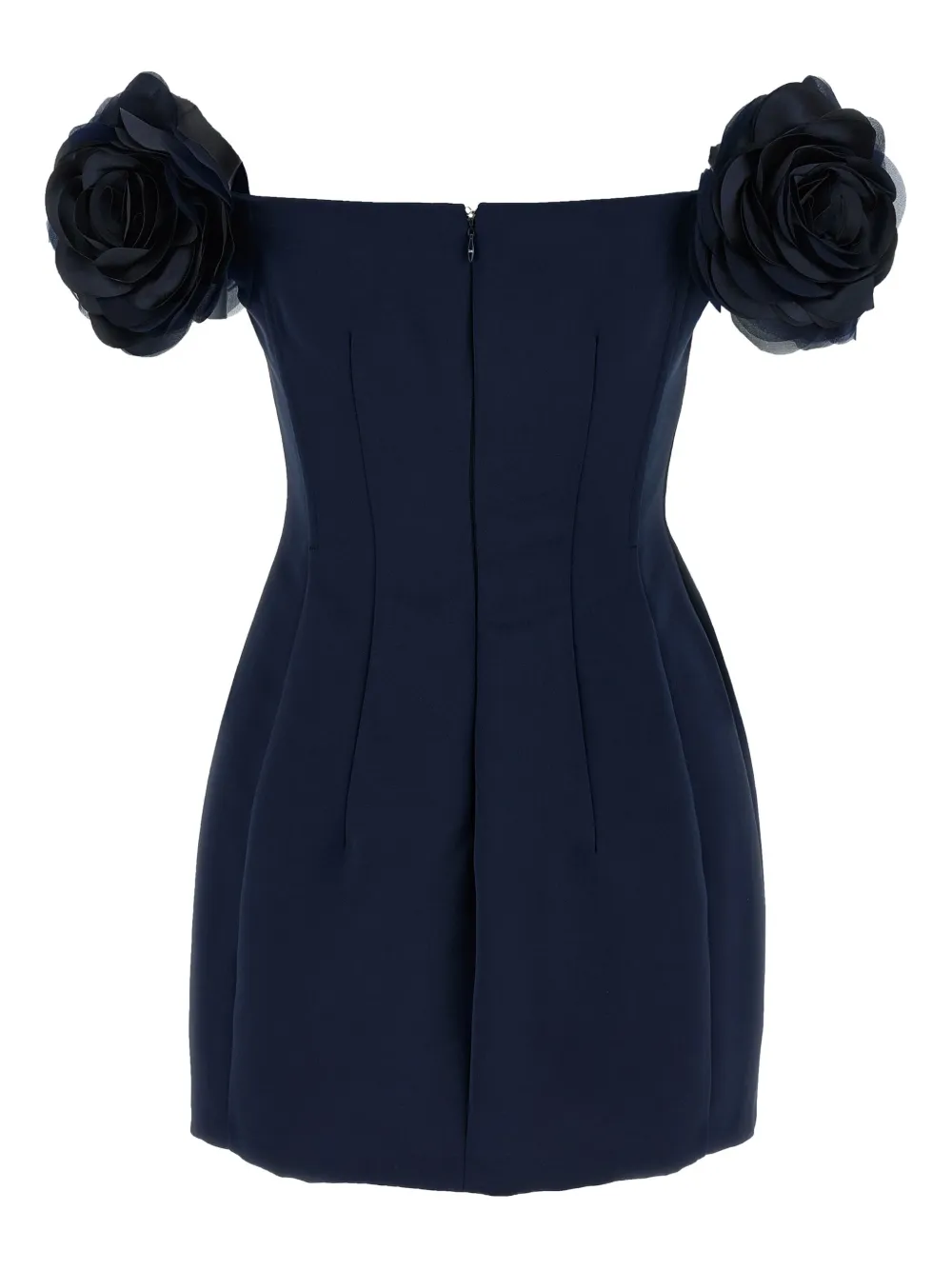 Elisabetta Franchi Off-shoulder jurk met bloemapplicatie Blauw