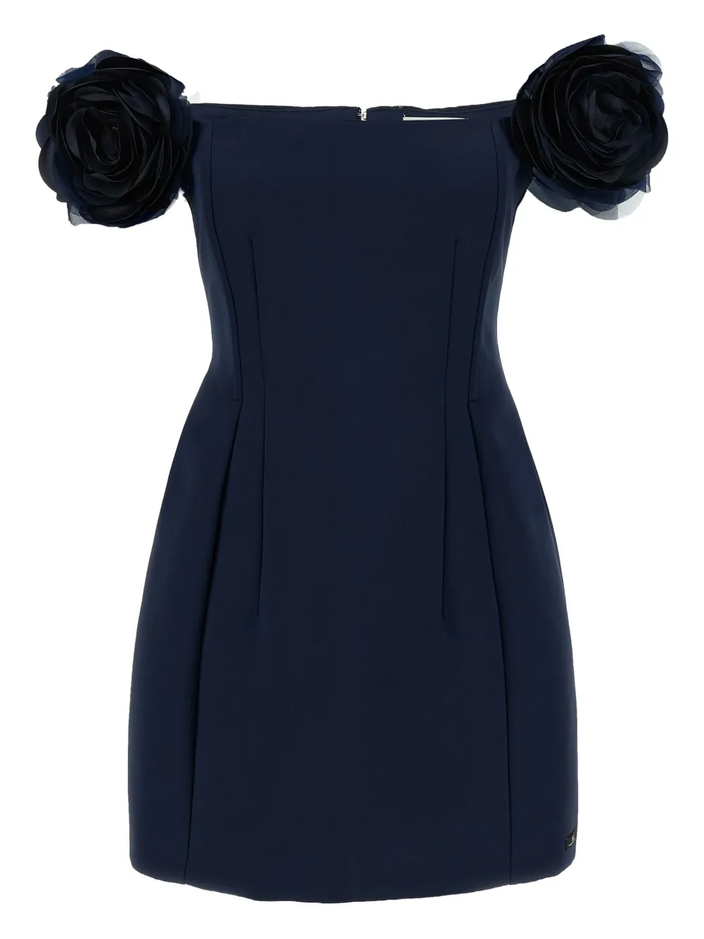 Elisabetta Franchi Off-shoulder jurk met bloemapplicatie Blauw