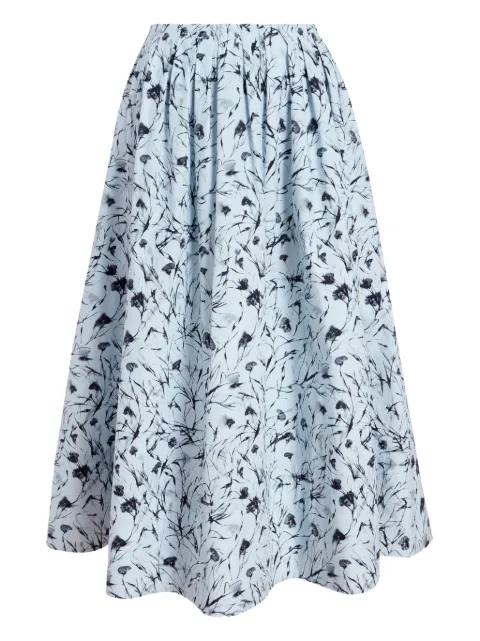 Proenza Schouler White Label floral-print gathered midi skirt
