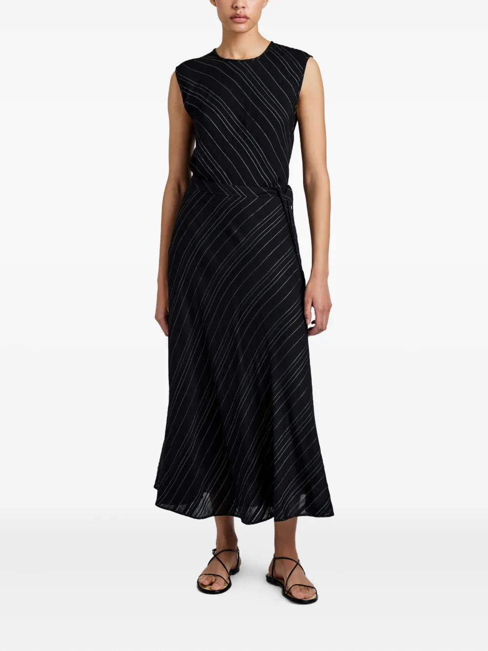 Proenza Schouler White Label Kaia stripe woven midi skirt - Zwart