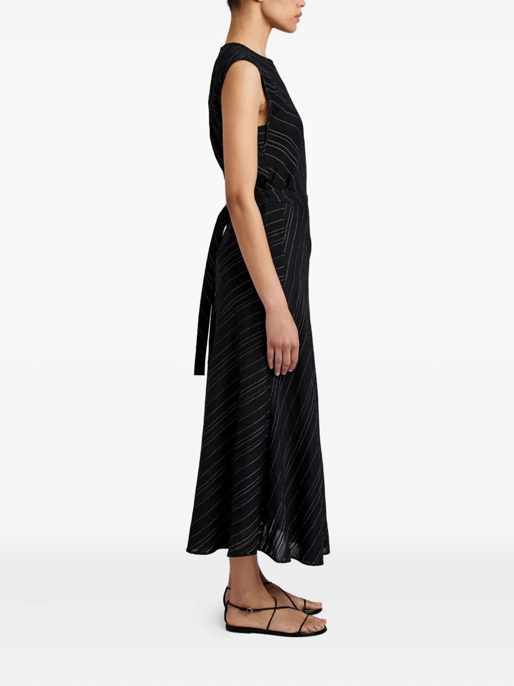 Proenza Schouler White Label Kaia stripe woven midi skirt Zwart