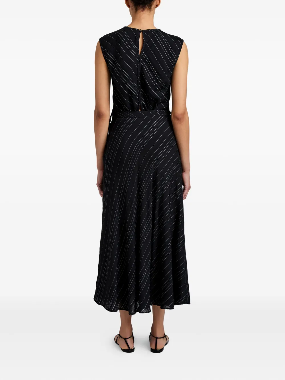 Proenza Schouler White Label Kaia stripe woven midi skirt Zwart
