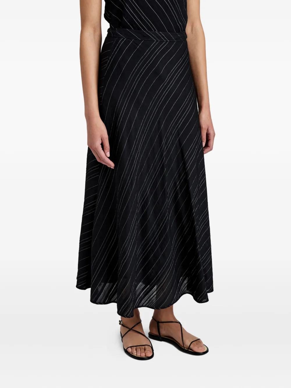 Proenza Schouler White Label Kaia stripe woven midi skirt Zwart
