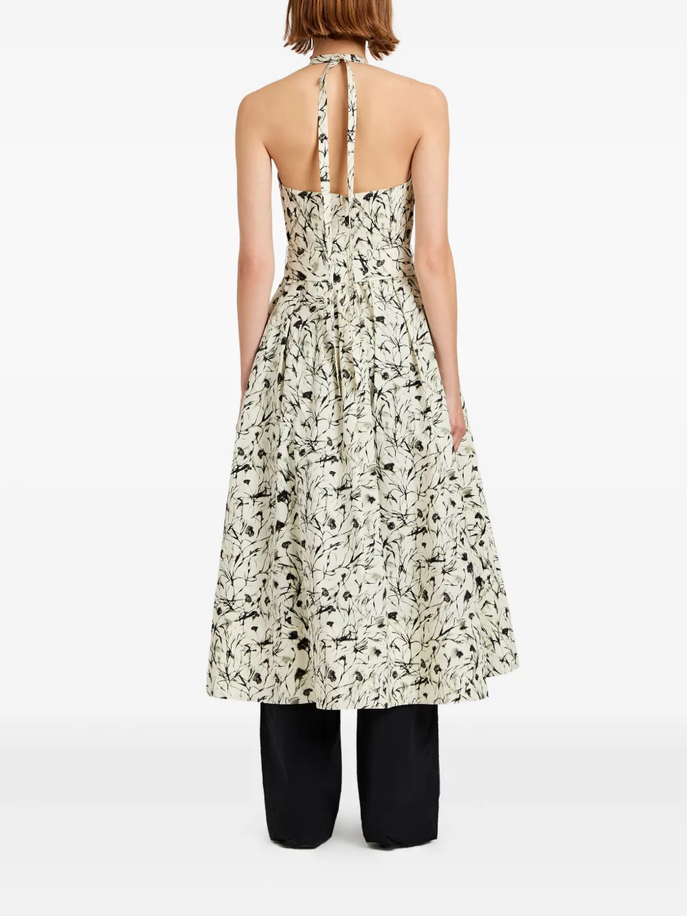 Proenza Schouler White Label floral-print halterneck midi dress Geel