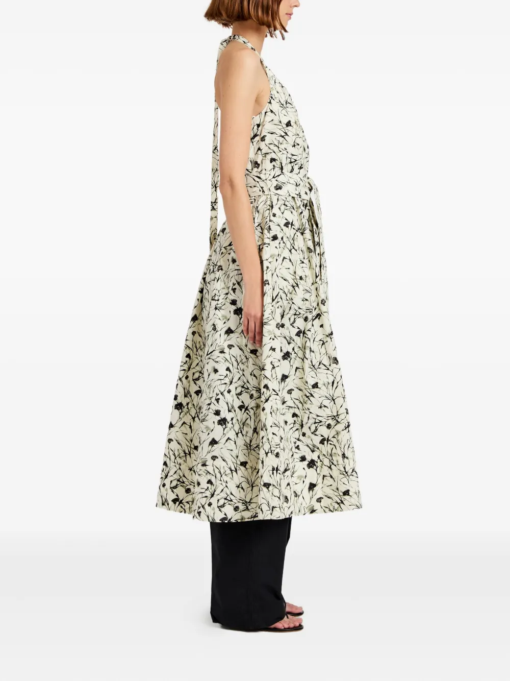 Proenza Schouler White Label floral-print halterneck midi dress Geel