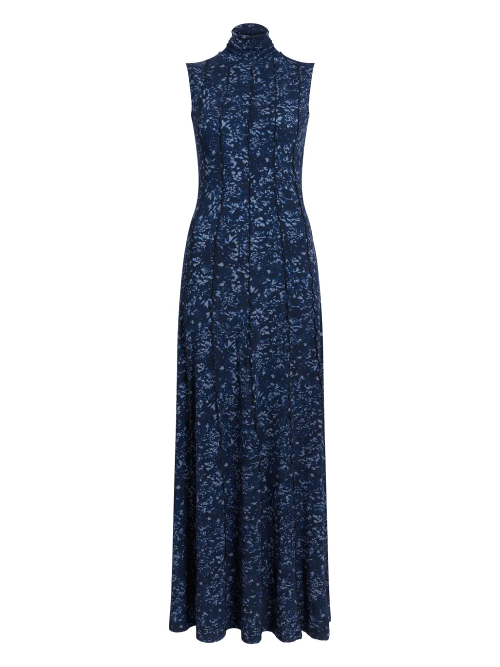 Proenza Schouler White Label Mouwloze jurk met hoge hals en bloemen Blauw
