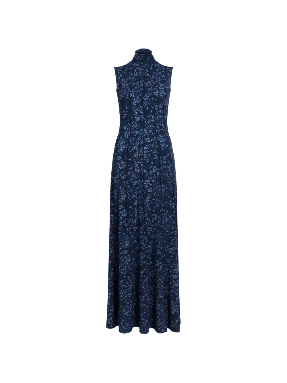 Proenza Schouler White Label Mouwloze jurk met hoge hals en bloemen Blauw