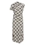 Proenza Schouler Hallie asymmetric-neckline plaid dress - Black