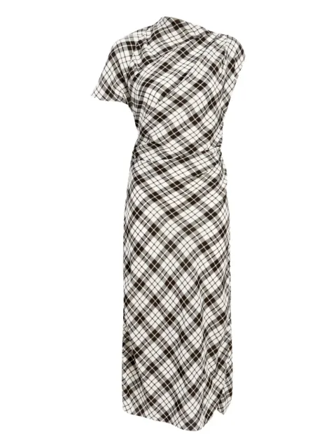 Proenza Schouler Hallie asymmetric-neckline plaid dress