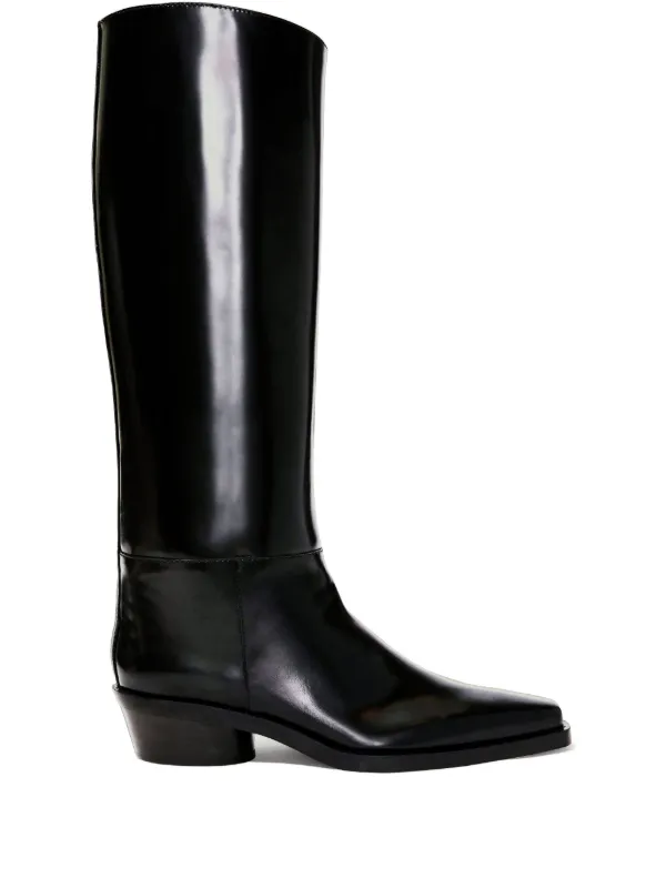 Proenza Schouler Bronco Knee High Boots in Spazzolato Leather in Black