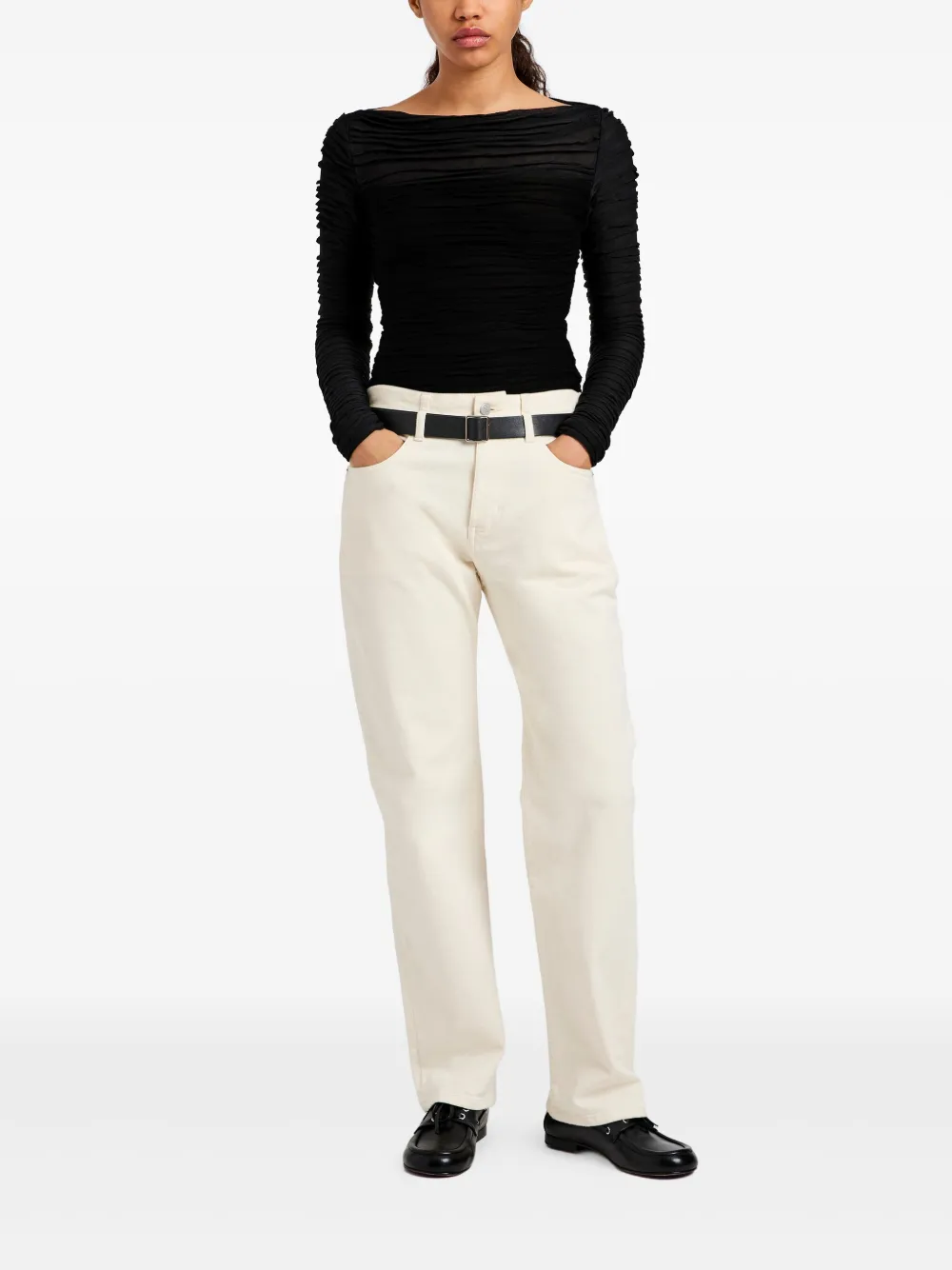 Proenza Schouler White Label Top met ruches Zwart