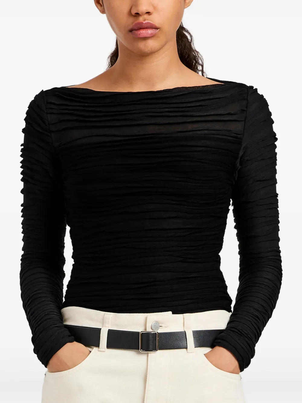 Proenza Schouler White Label Top met ruches Zwart