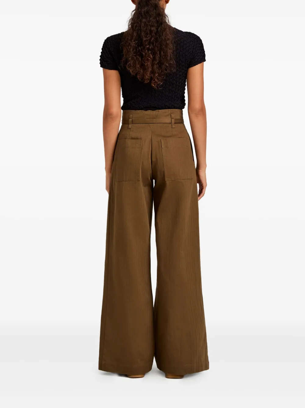 Proenza Schouler White Label Plooibroek met wijde pijpen Bruin