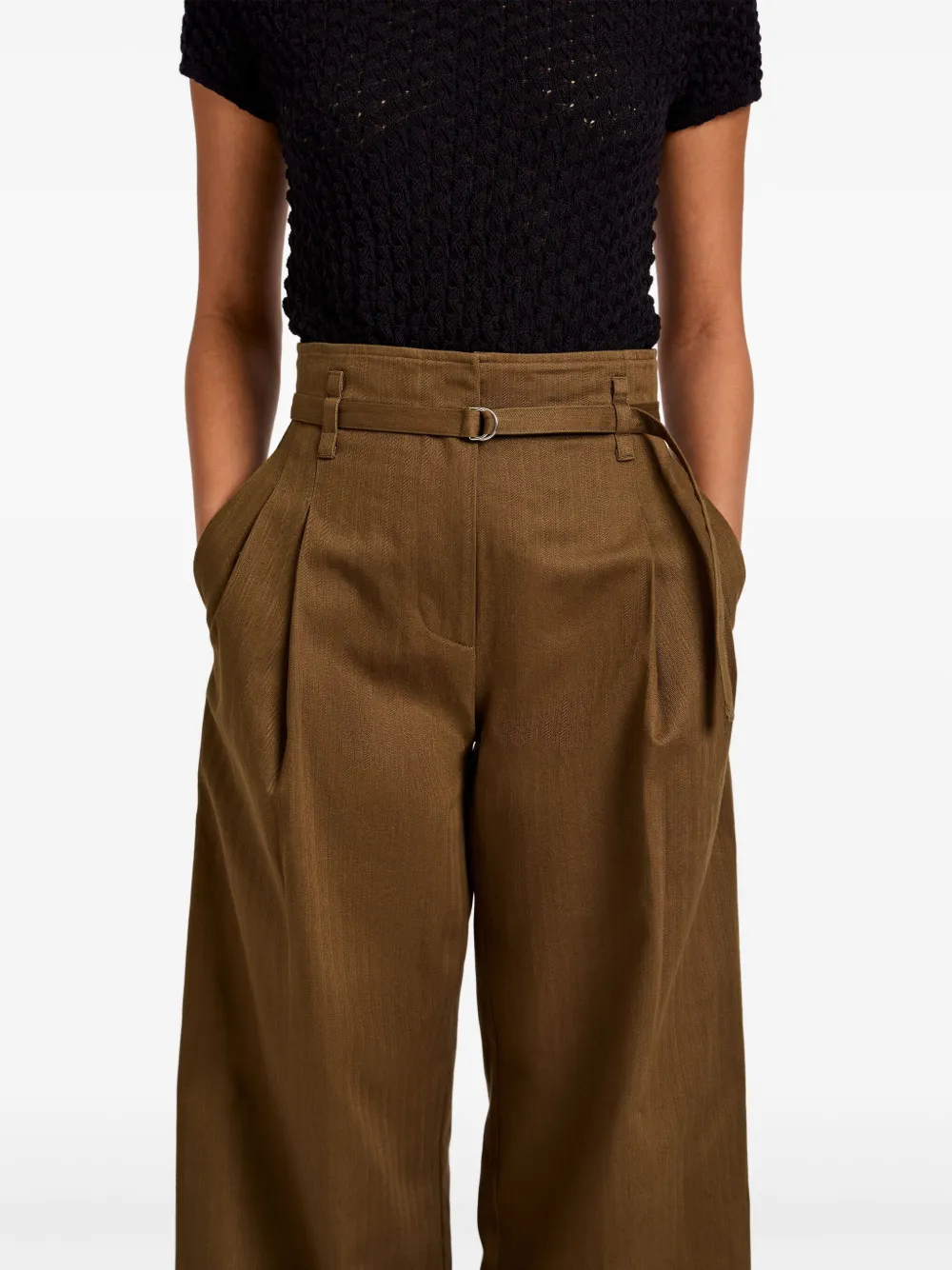 Proenza Schouler White Label Plooibroek met wijde pijpen Bruin