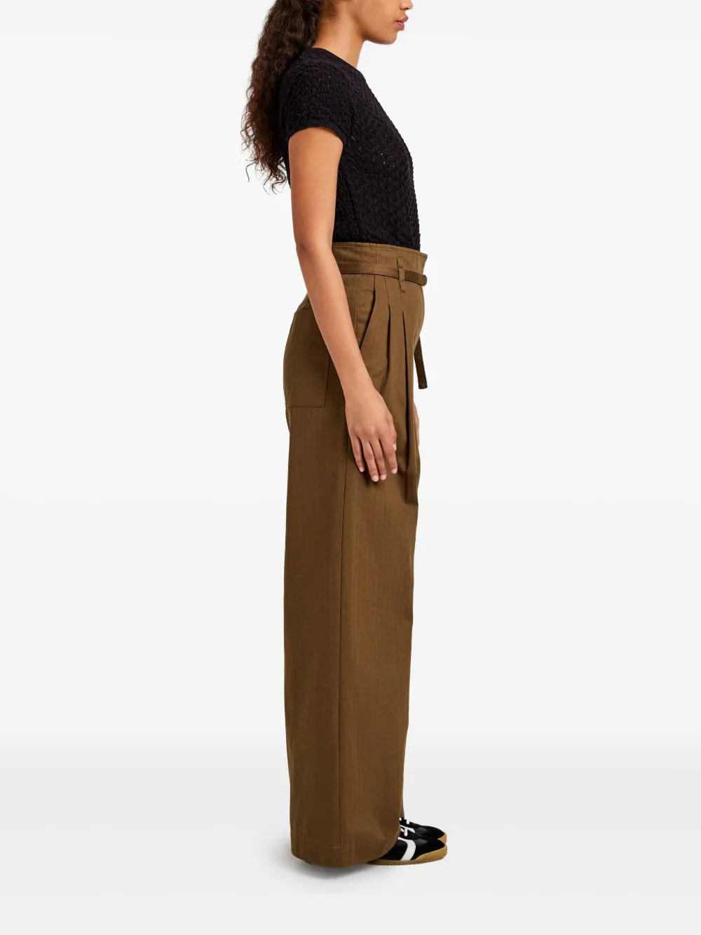 Proenza Schouler White Label Plooibroek met wijde pijpen Bruin