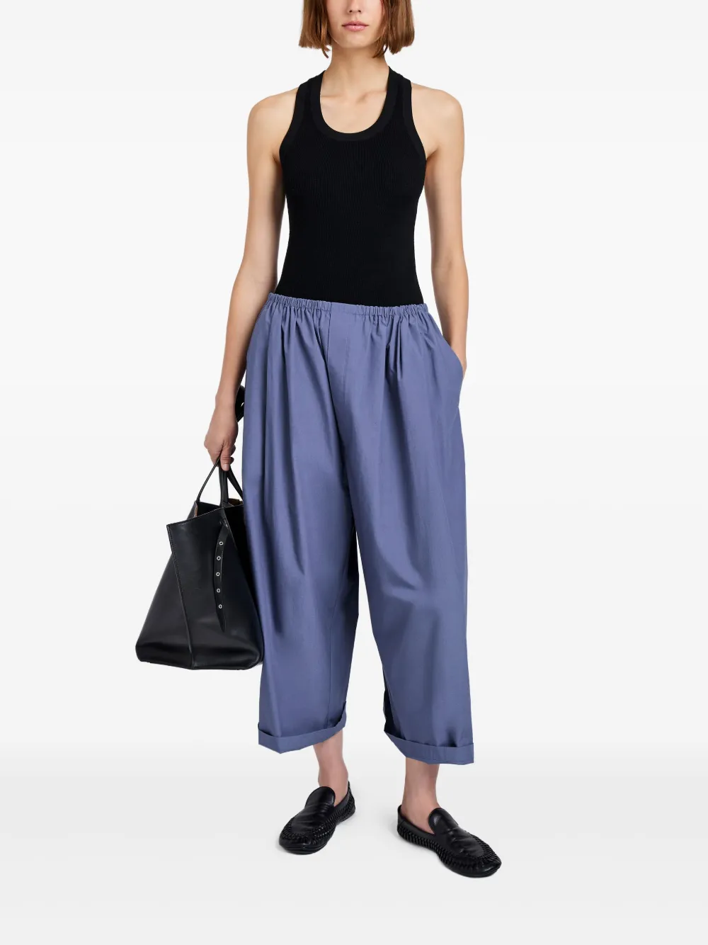 Proenza Schouler White Label Plooibroek met wijde pijpen Blauw