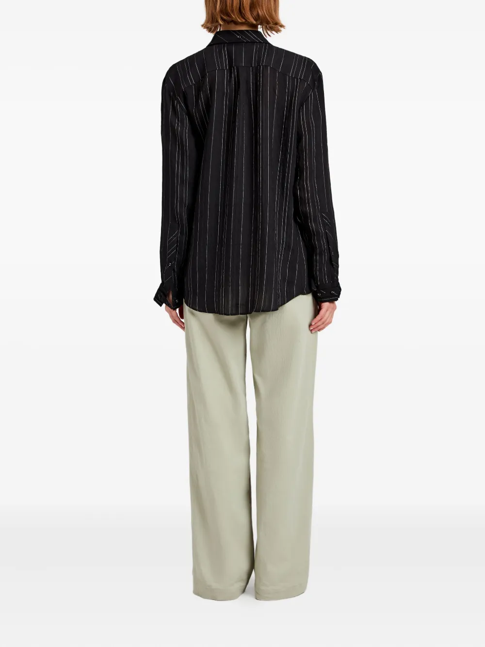 Proenza Schouler White Label Raven stripe woven shirt Zwart