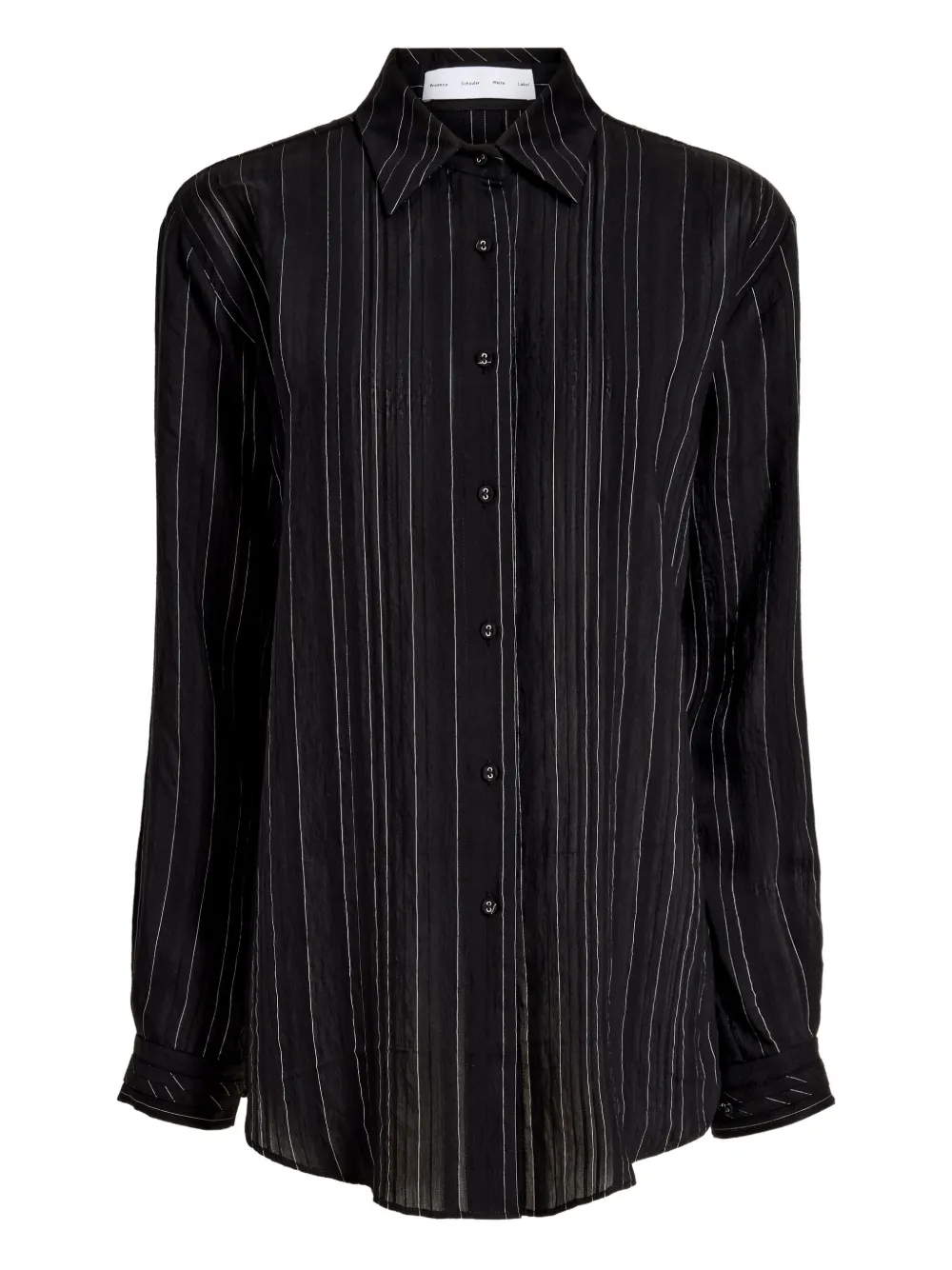 Proenza Schouler White Label Raven stripe woven shirt Zwart