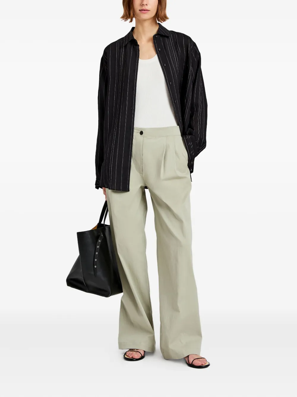 Proenza Schouler White Label Raven stripe woven shirt Zwart