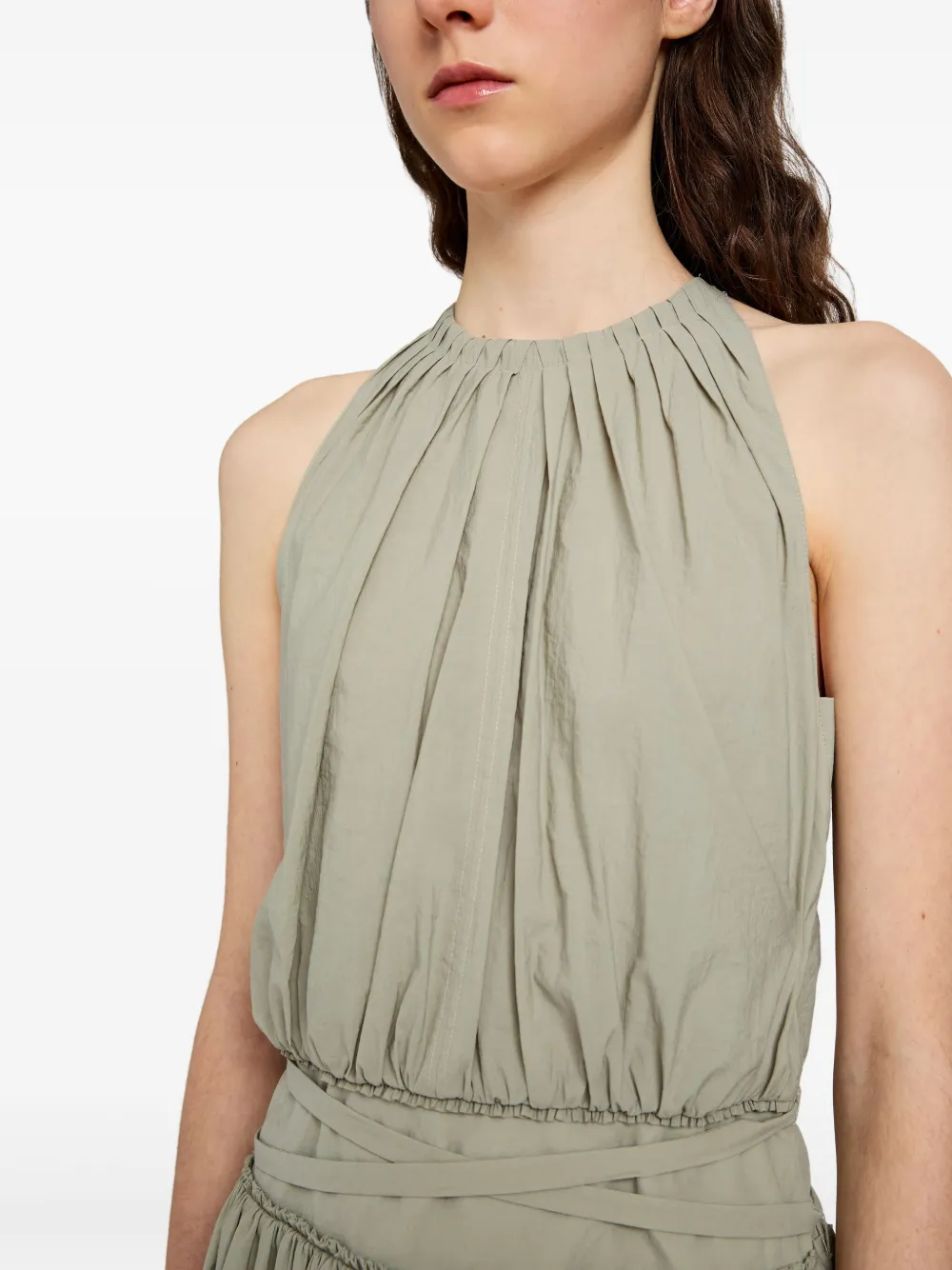Proenza Schouler White Label Gesmockte midi-jurk met halternek Groen