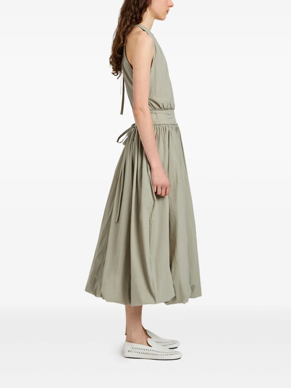 Proenza Schouler White Label Gesmockte midi-jurk met halternek Groen