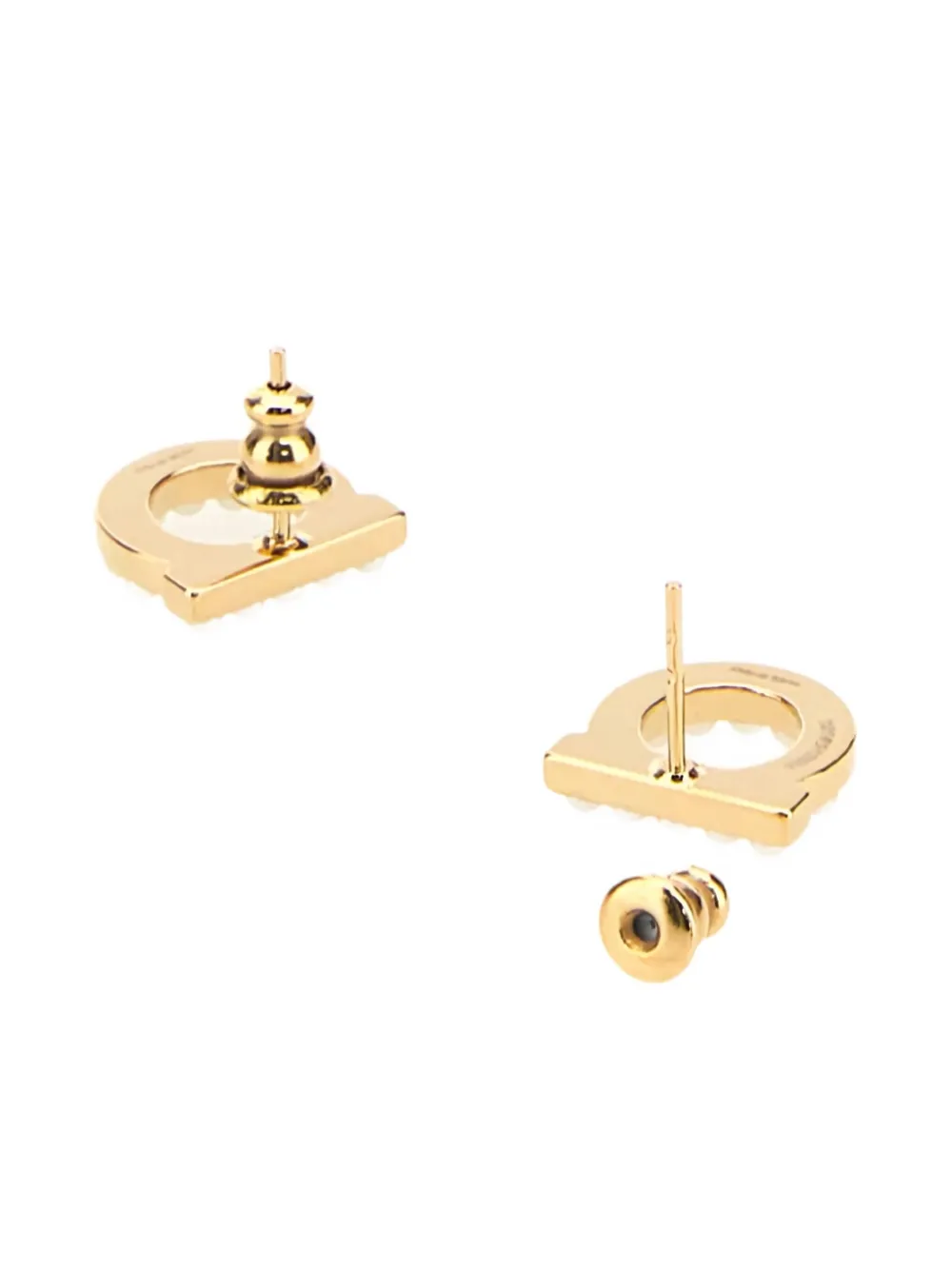 Ferragamo Gancini Earrings Gold-tone Finish Pearl Embellishments