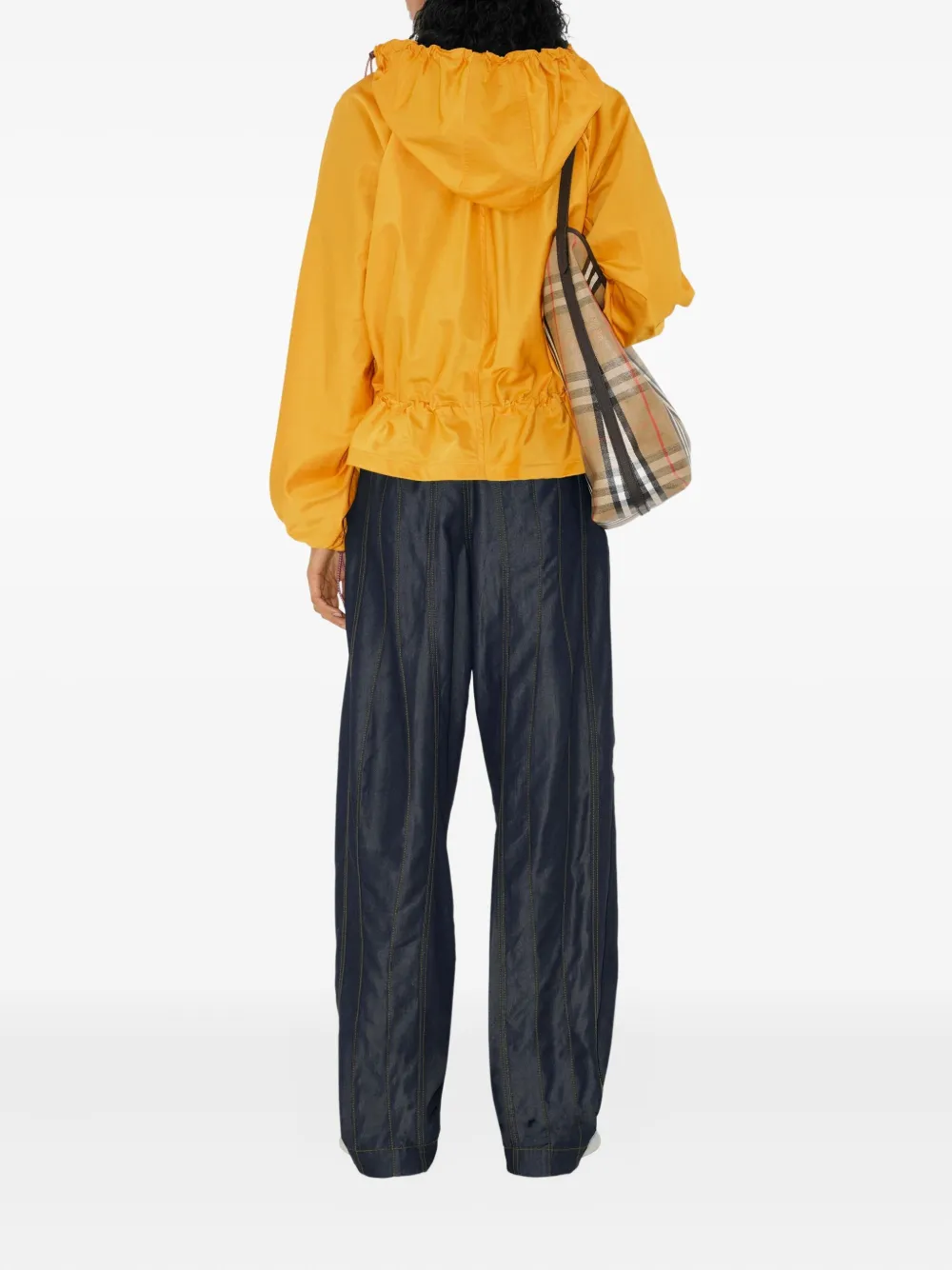  Burberry Satin Hooded Trench Coat - Yellow 