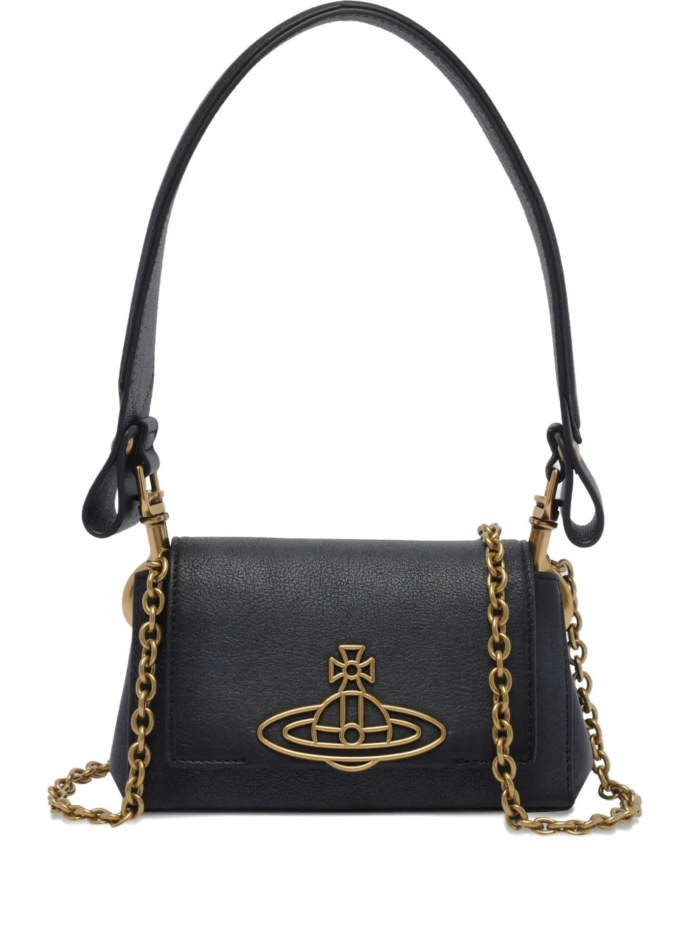 VIVIENNE WESTWOOD ORB-PLAQUE LEATHER SHOULDER BAG