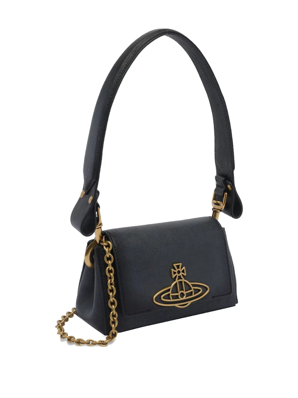 VIVIENNE WESTWOOD ORB-PLAQUE LEATHER SHOULDER BAG
