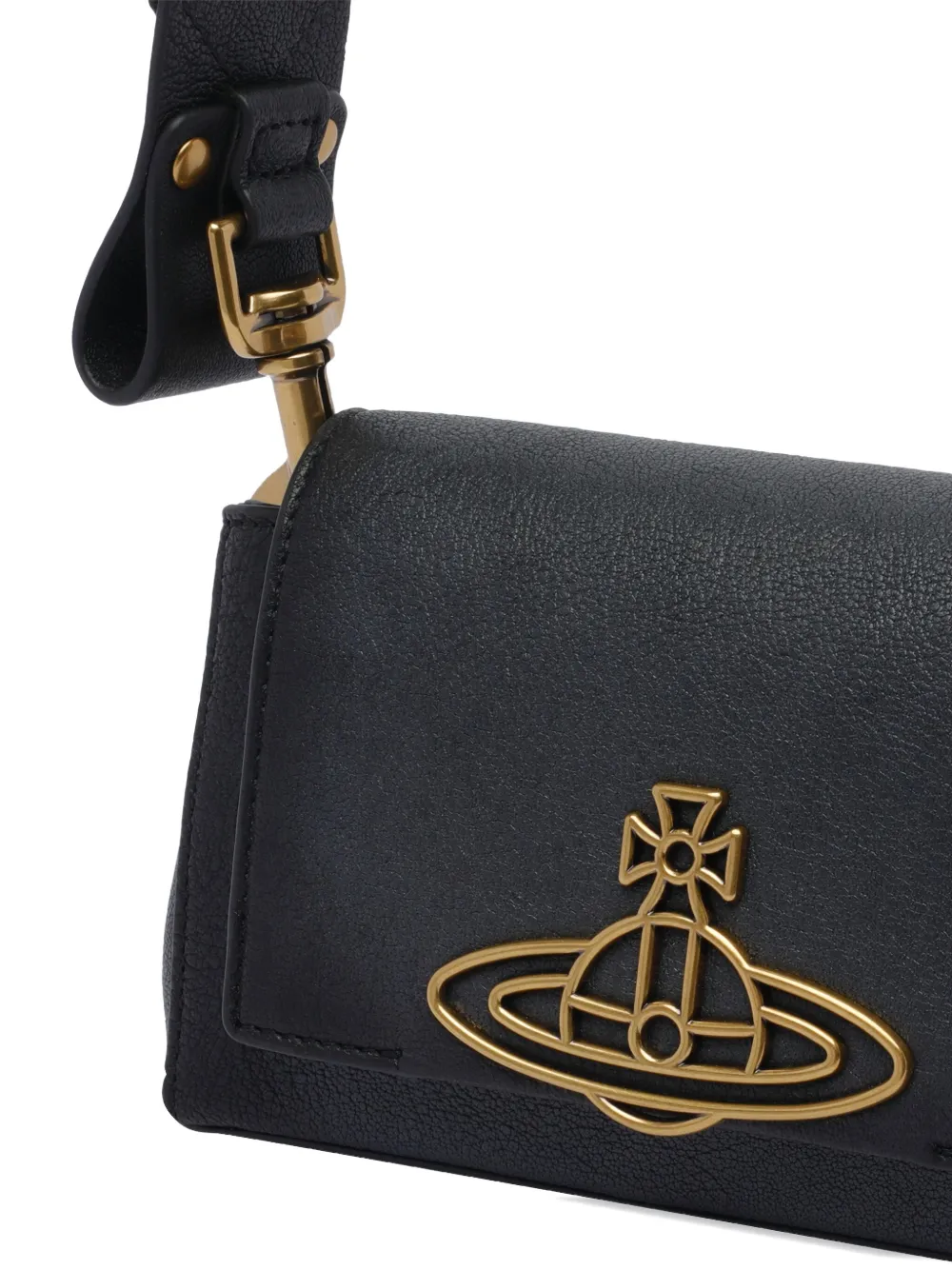 VIVIENNE WESTWOOD ORB-PLAQUE LEATHER SHOULDER BAG