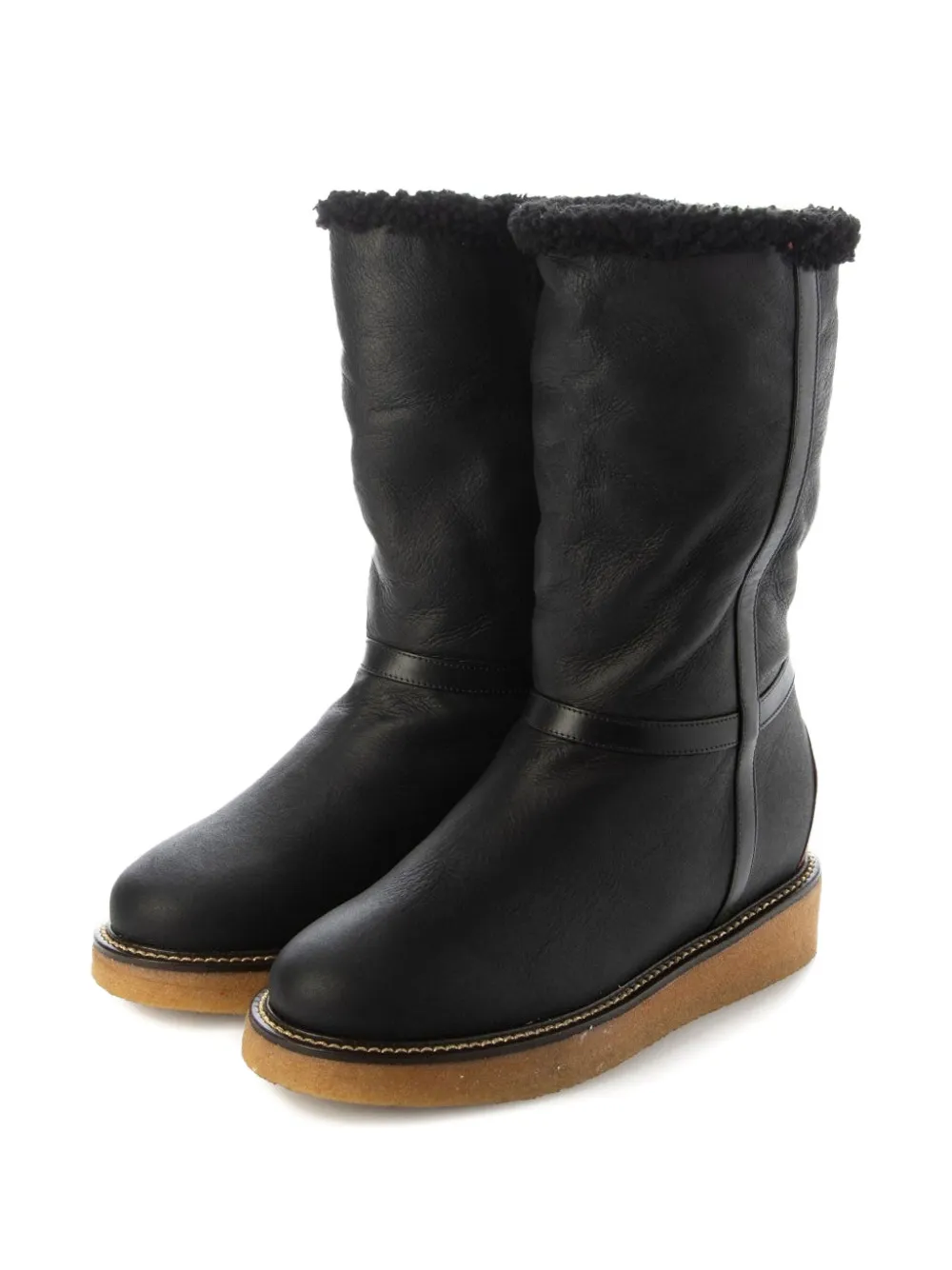 Ferragamo shearling-trim boots Black