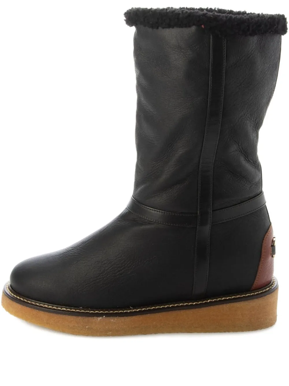 Ferragamo shearling-trim boots Black