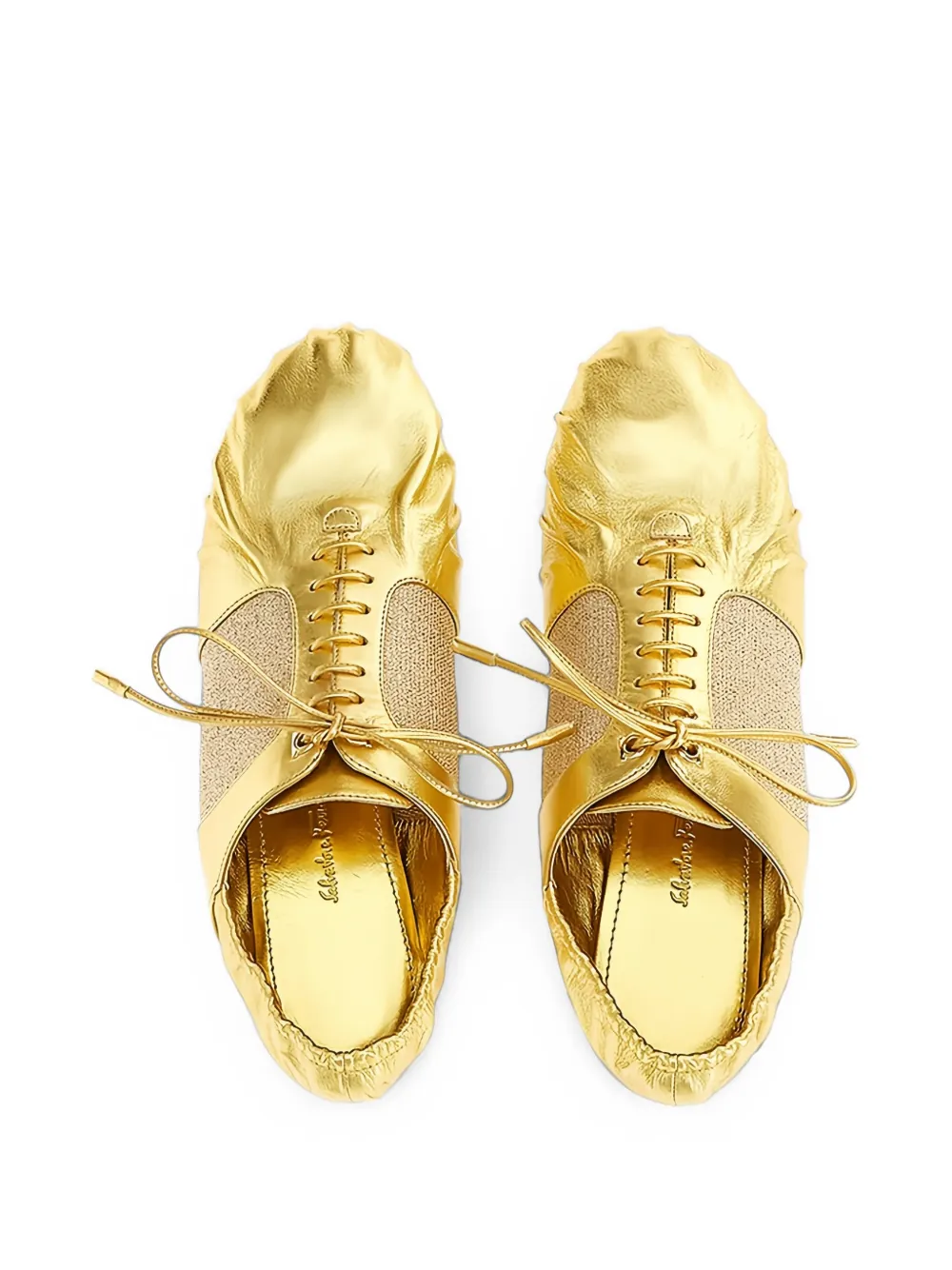 Ferragamo lace-up metallic Oxford shoes Goud