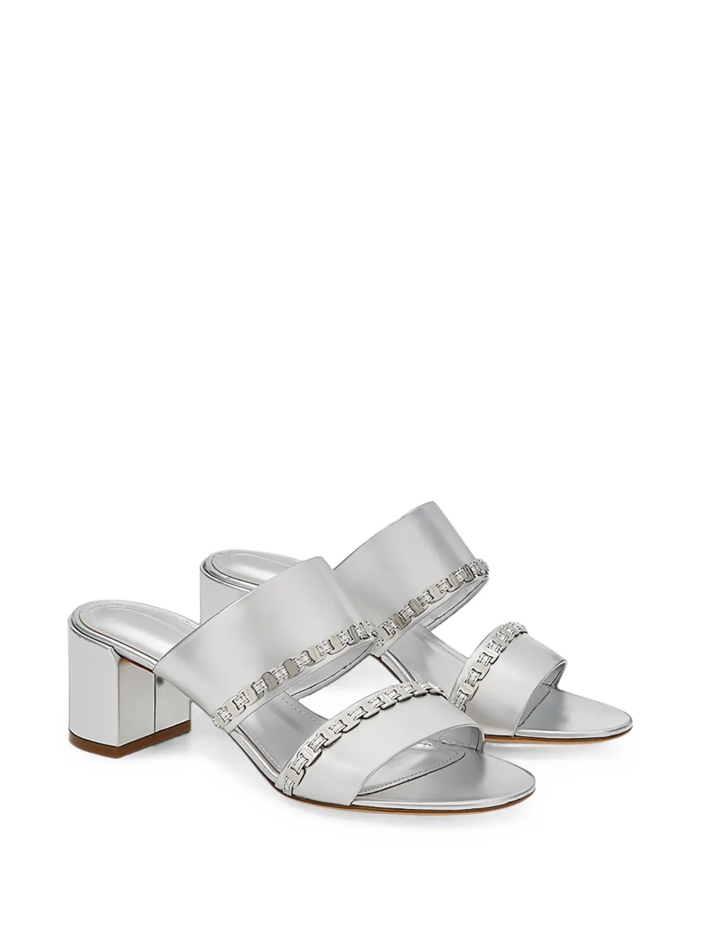 Ferragamo Gancini chain leather sandals - Silber