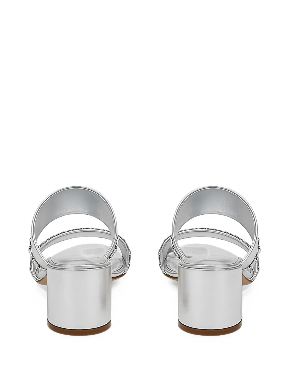 Ferragamo Gancini chain leather sandals Zilver