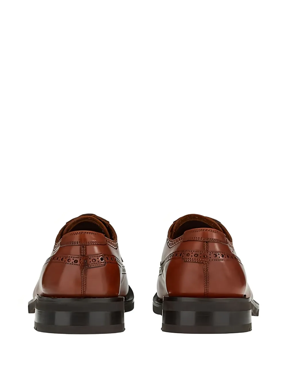 Ferragamo Leather Wingtip Derby Shoes In Brown