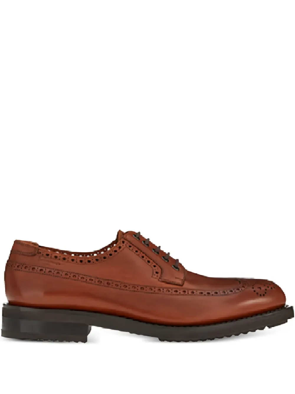 Ferragamo leather wingtip derby shoes Brown