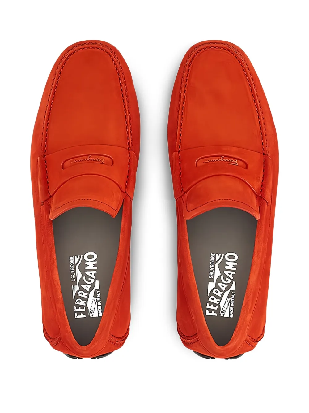 Ferragamo suede leather loafers Red