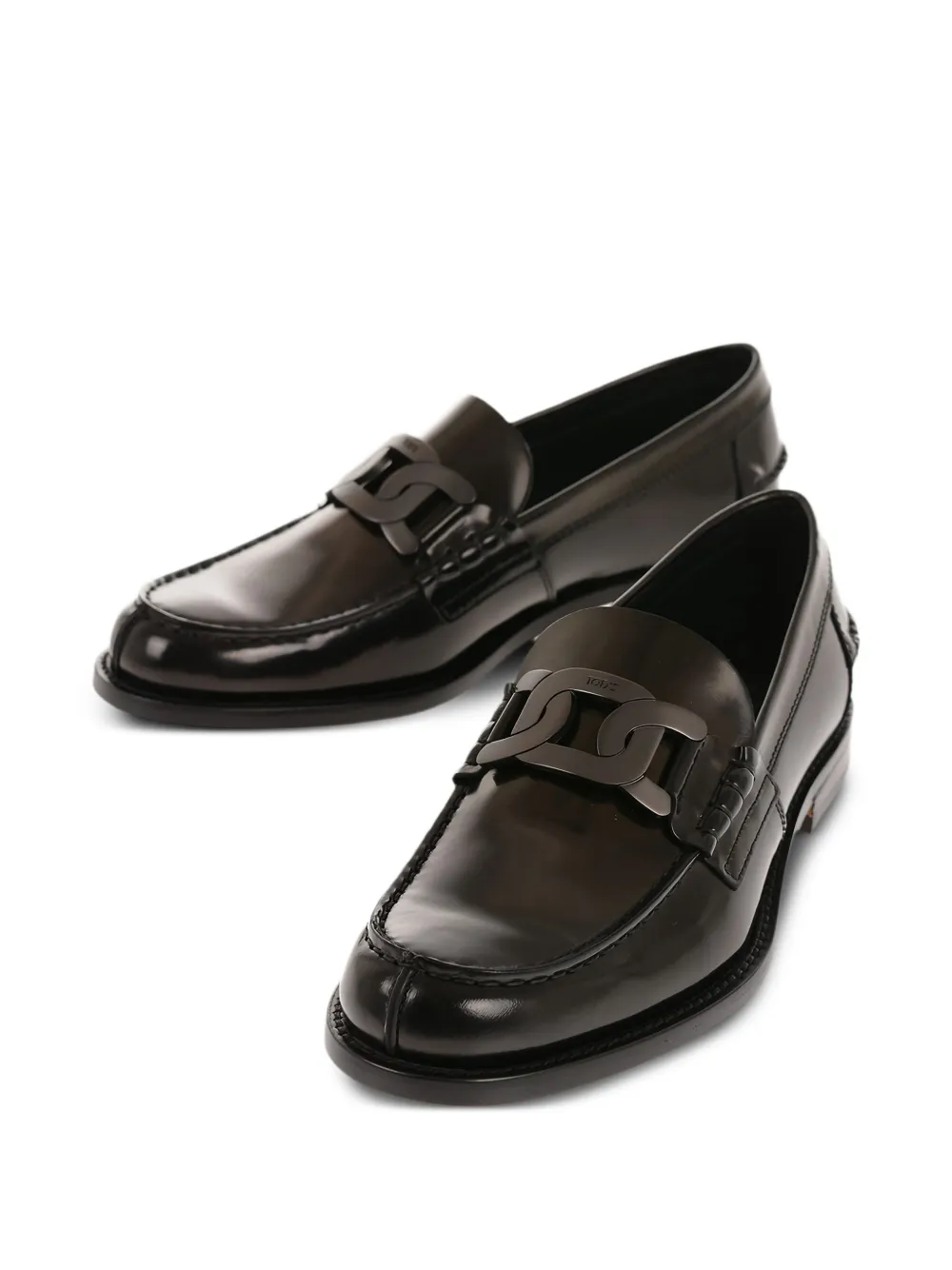 Tod's chain-detailed brushed loafers Black