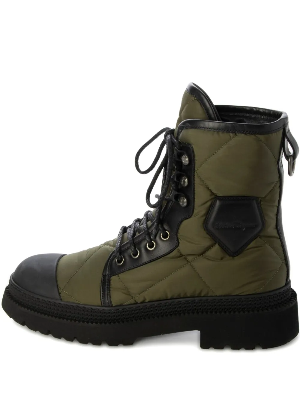 Ferragamo quilted lace-up boots Green