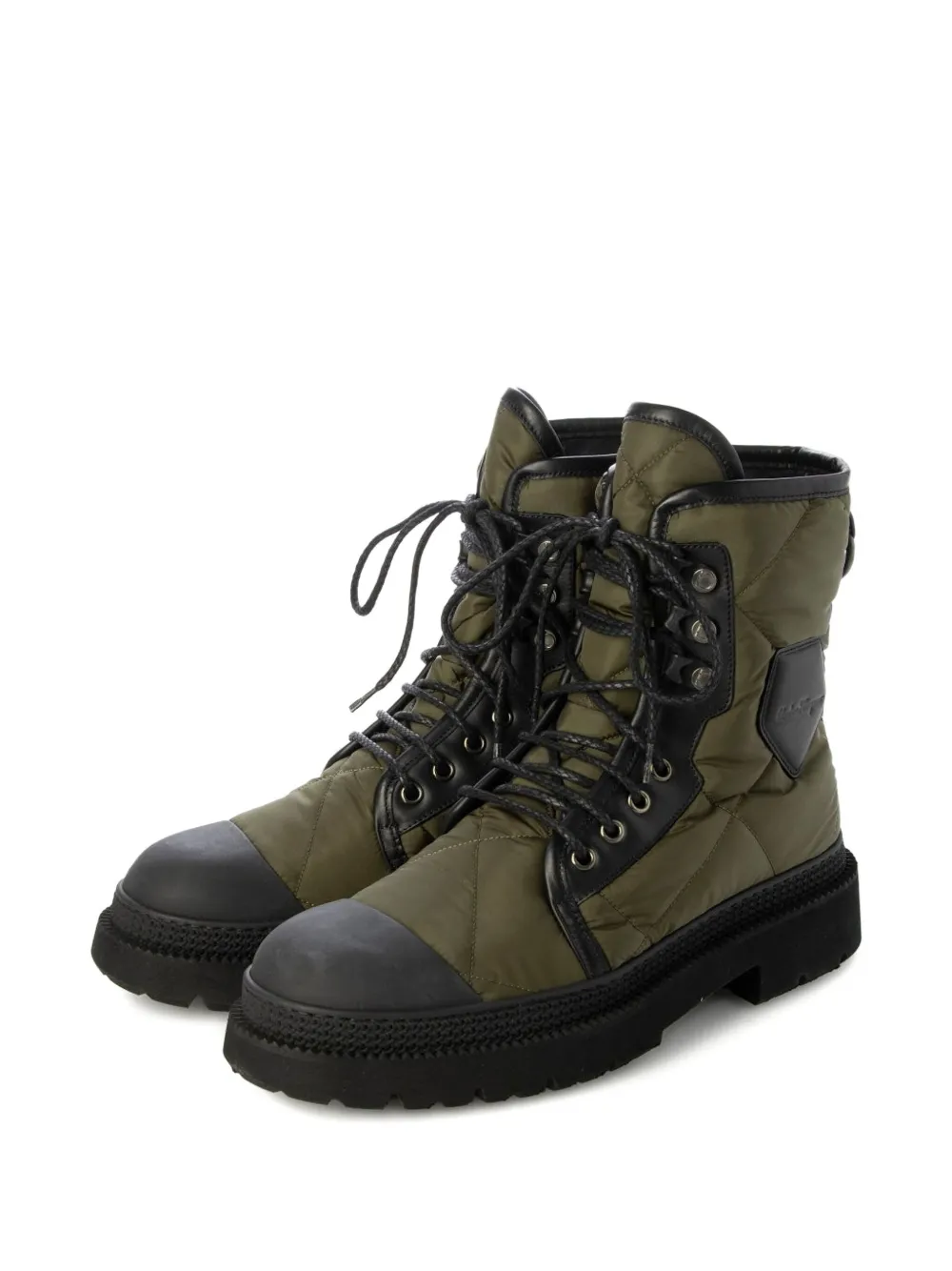 Ferragamo quilted lace-up boots Green