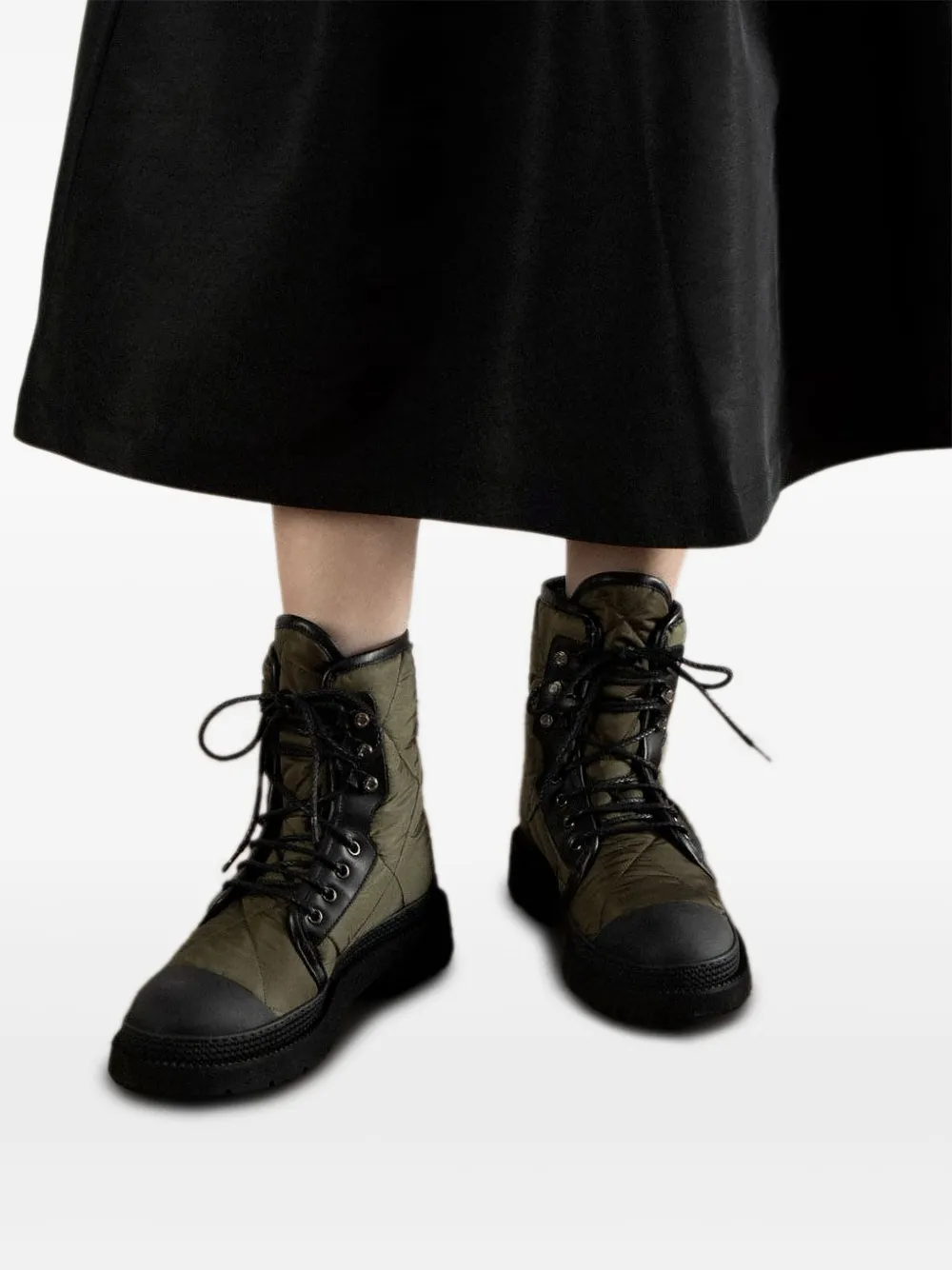 Ferragamo quilted lace-up boots Green
